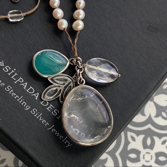Retired SILPADA Quartz Pearl blue jade Sterling ne… - Picture 1 of 7